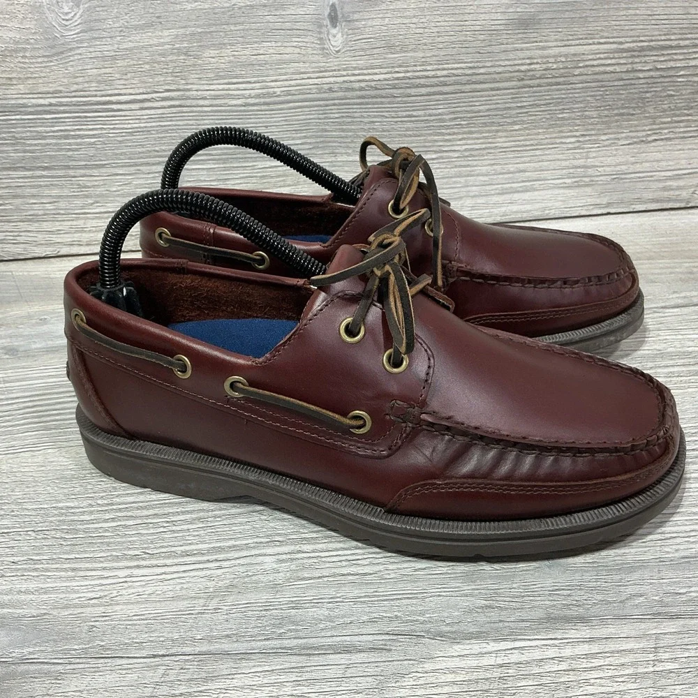 Rockport Mens Brown Leather Nautical Boat Casual Dock Shoes Size 7M -APM71384
